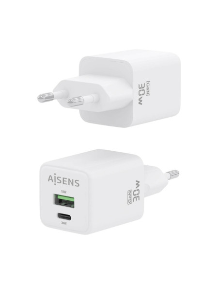 AISENS ASCH-30W2P037-W cargador de dispositivo móvil Universal Corriente alterna Carga rápida Interior