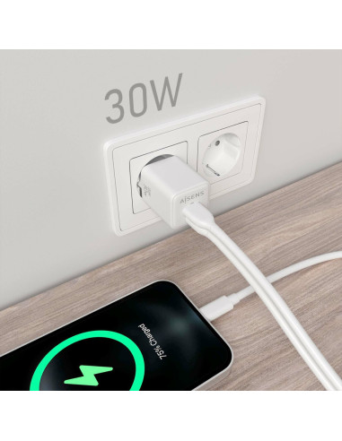 AISENS ASCH-30W2P037-W cargador de dispositivo móvil Universal Corriente alterna Carga rápida Interior