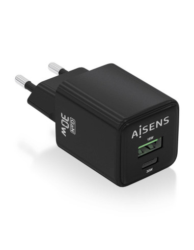 AISENS ASCH-30W2P038-BK cargador de dispositivo móvil Universal Corriente alterna Carga rápida Interior
