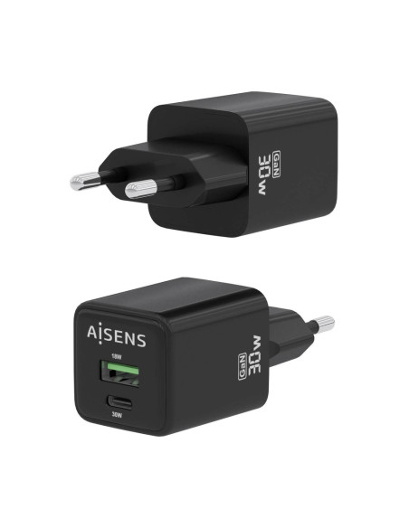 AISENS ASCH-30W2P038-BK cargador de dispositivo móvil Universal Corriente alterna Carga rápida Interior