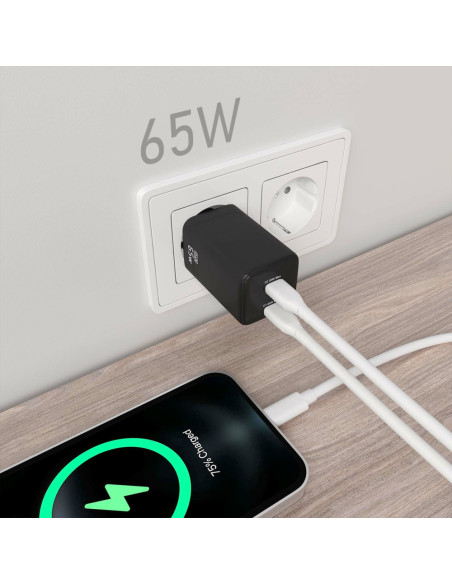AISENS ASCH-65W2P040-BK cargador de dispositivo móvil Universal Corriente alterna Carga rápida Interior
