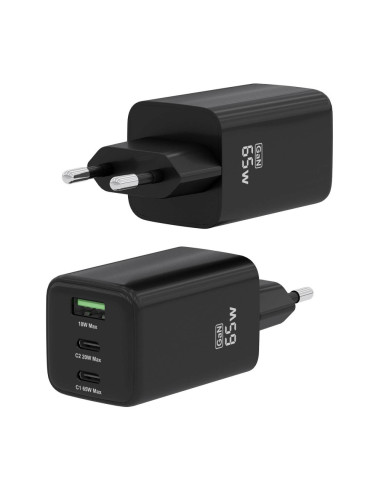 AISENS ASCH-65W3P042-BK cargador de dispositivo móvil Universal Corriente alterna Carga rápida Interior