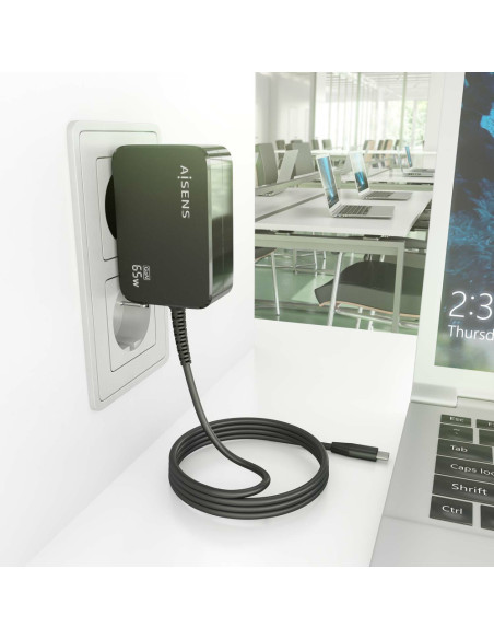 AISENS ASCH-1PD65WL033-BK cargador de dispositivo móvil Universal Corriente alterna Interior