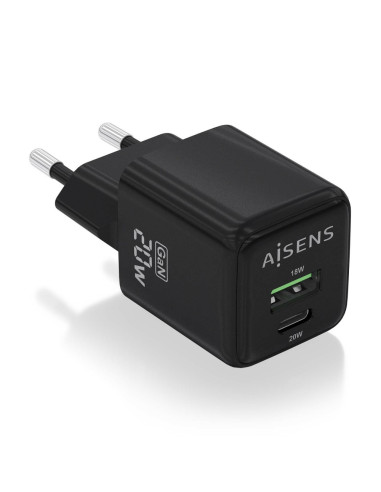AISENS ASCH-20W2P011-BK cargador de dispositivo móvil Universal Corriente alterna Carga rápida Interior