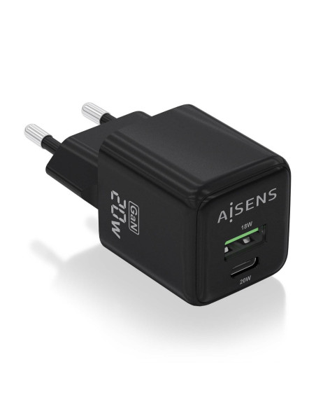AISENS ASCH-20W2P011-BK cargador de dispositivo móvil Universal Corriente alterna Carga rápida Interior