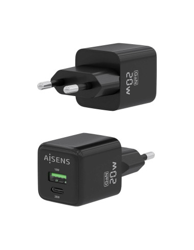 AISENS ASCH-20W2P011-BK cargador de dispositivo móvil Universal Corriente alterna Carga rápida Interior
