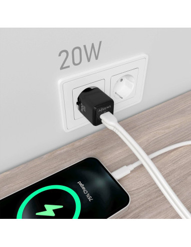 AISENS ASCH-20W2P011-BK cargador de dispositivo móvil Universal Corriente alterna Carga rápida Interior