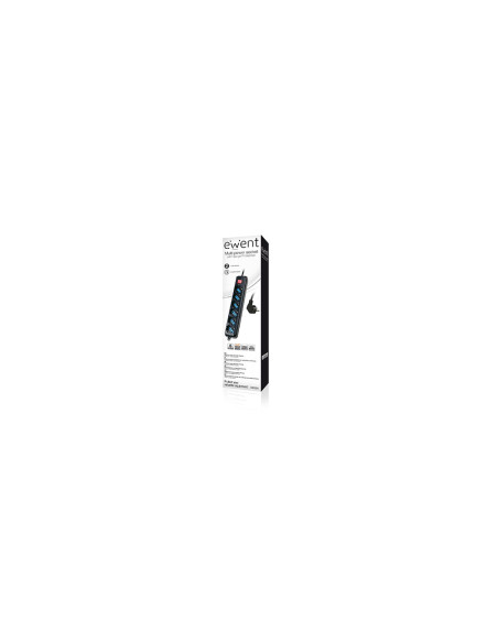Ewent EW3924 base múltiple 1,5 m 6 salidas AC Negro