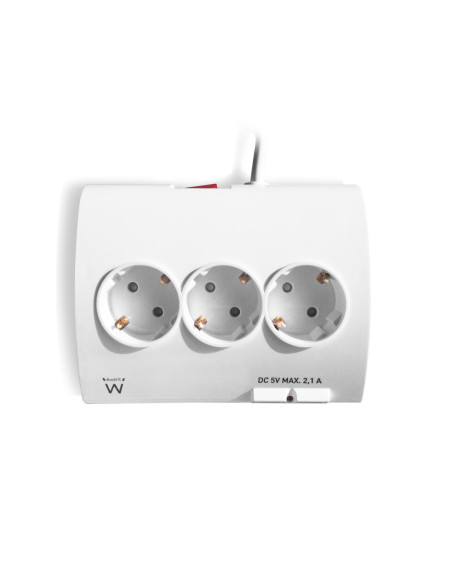 Ewent EW3935 base múltiple 1,5 m 5 salidas AC Interior Blanco