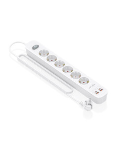 AISENS Regleta de Enchufes Multifuncion con 6 Tomas + Cargador PD3.0 20W 2xUSB-C, 2xUSB-A, 1.4m, Blanco 2