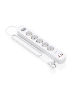 AISENS Regleta de Enchufes Multifuncion con 5 Tomas + Cargador PD3.0 20W 2xUSB-C, 2xUSB-A, 1.4m, Blanco 2