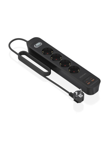 AISENS Regleta de Enchufes Multifuncion con 4 Tomas + Cargador PD3.0 20W 2xUSB-C, 2xUSB-A, 1.4m, Negro