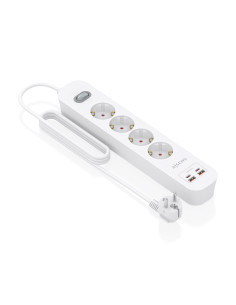AISENS Regleta de Enchufes Multifuncion con 4 Tomas + Cargador PD3.0 20W 2xUSB-C, 2xUSB-A, 1.4m, Blanco 2