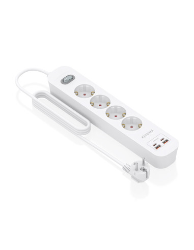 AISENS Regleta de Enchufes Multifuncion con 4 Tomas + Cargador PD3.0 20W 2xUSB-C, 2xUSB-A, 1.4m, Blanco