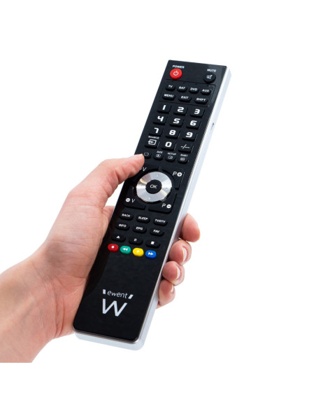 Ewent EW1570 mando a distancia DTT, DVD/Blu-ray, Proyector, SAT, STB, Altavoz para barra de sonido, TV, Universal, VCR Botones