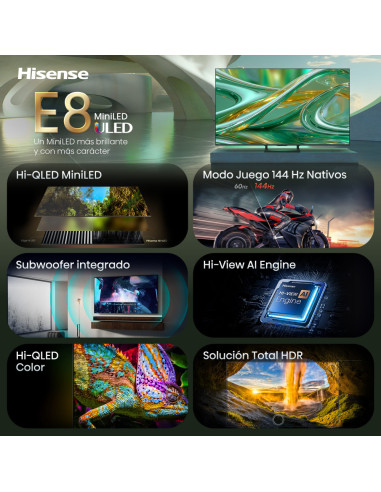 Hisense 50E8S Televisor 127 cm (50") 4K Ultra HD Smart TV Wifi Gris 500 cd / m²