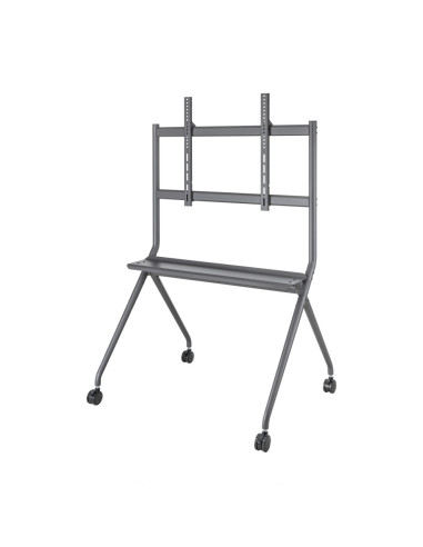 AISENS Soporte De Suelo Pro Con Rueda, 1 Bandeja Para Pantalla Interactiva/TV 120kg De 50-86, Negro