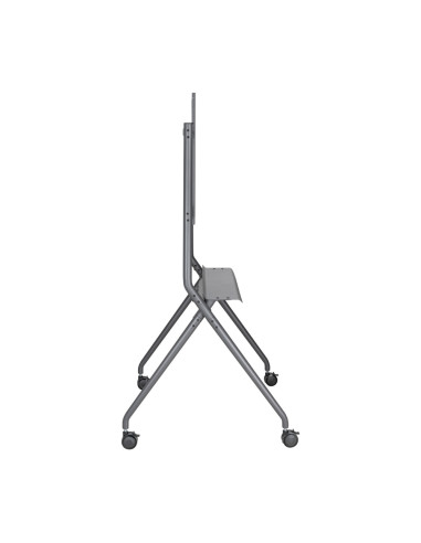 AISENS Soporte De Suelo Pro Con Rueda, 1 Bandeja Para Pantalla Interactiva/TV 120kg De 50-86, Negro