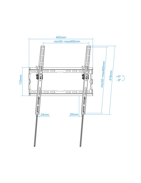 TooQ LP1071T-B soporte para TV 177,8 cm (70") Negro