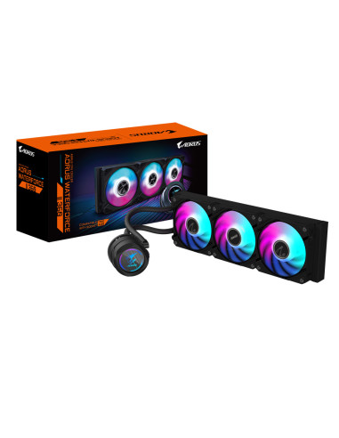GIGABYTE AORUS WATERFORCE II 360 AIO Refrigerador de CPU líquido - 3x ventiladores ARGB de 120 mm, mecanismo de conexión desliza