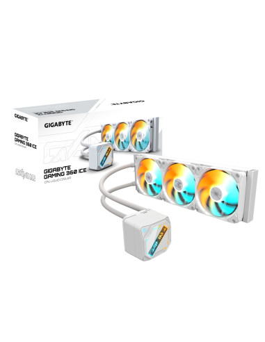 GIGABYTE GAMING 360 ICE Refrigeración Líquida para CPU - 3x120 mm Ventiladores ARGB, Mecanismo de enclavamiento deslizante, DAIS