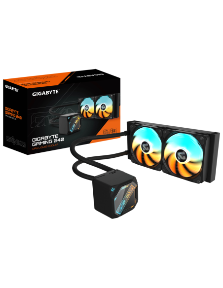 GIGABYTE GAMING 240 Refrigeración Líquida para CPU - 2x120mm Ventiladores ARGB, mecanismo de enclavamiento deslizante, DAISY-CHA