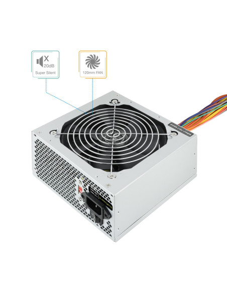 TooQ TQEP-500S-INT unidad de fuente de alimentación 500 W 24-pin ATX ATX Plata