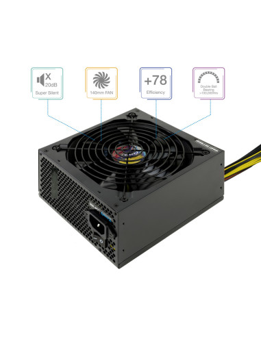 TooQ TQAPOLO-600SP unidad de fuente de alimentación 600 W 20+4 pin ATX ATX Negro