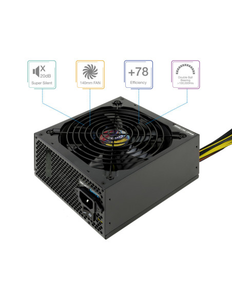 TooQ TQAPOLO-600SP unidad de fuente de alimentación 600 W 20+4 pin ATX ATX Negro