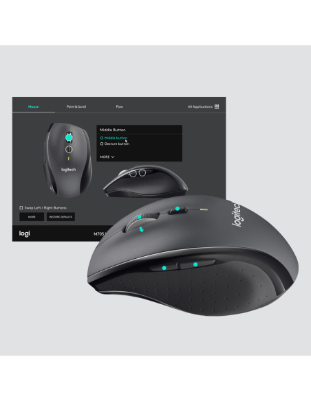 Logitech Marathon M705 ratón Oficina mano derecha RF inalámbrico Óptico 1000 DPI
