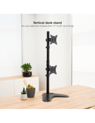 TooQ Soporte de mesa para 2 pantallas 17"-32" verticales