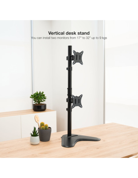 TooQ Soporte de mesa para 2 pantallas 17"-32" verticales