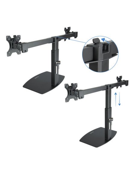 TooQ Soporte de mesa para 2 pantallas (monitor / plasma / LCD / LED) 17"-27"