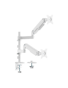 AISENS Soporte de Mesa Eco Contrapeso Giratorio e Inclinable para Monitor/TV 9kg (3 PIVOTES, 2 BRAZOS) de 17-32, Blanco