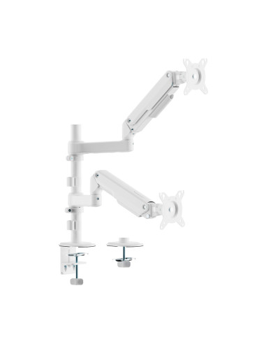 AISENS Soporte de Mesa Eco Contrapeso Giratorio e Inclinable para Monitor/TV 9kg (3 PIVOTES, 2 BRAZOS) de 17-32, Blanco