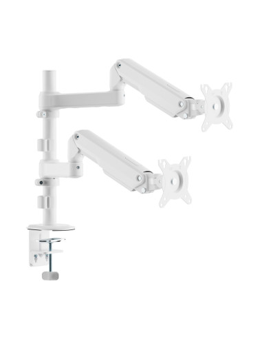 AISENS Soporte de Mesa Eco Contrapeso Giratorio e Inclinable para Monitor/TV 9kg (3 PIVOTES, 2 BRAZOS) de 17-32, Blanco