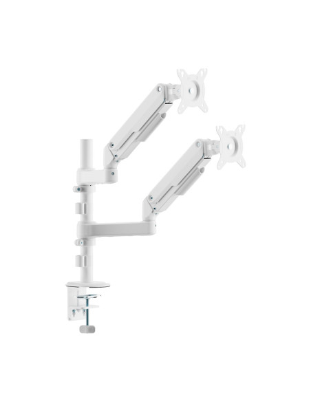 AISENS Soporte de Mesa Eco Contrapeso Giratorio e Inclinable para Monitor/TV 9kg (3 PIVOTES, 2 BRAZOS) de 17-32, Blanco
