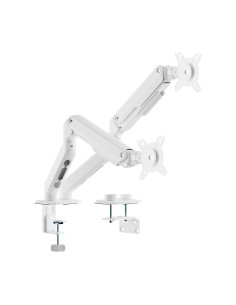 AISENS Soporte de Mesa Eco Contrapeso Giratorio e Inclinable para Monitor/TV 9kg (3 PIVOTES, 2 BRAZOS) de 17-32, Blanco