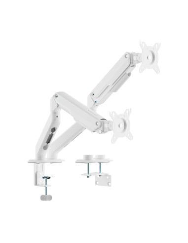 AISENS Soporte de Mesa Eco Contrapeso Giratorio e Inclinable para Monitor/TV 9kg (3 PIVOTES, 2 BRAZOS) de 17-32, Blanco