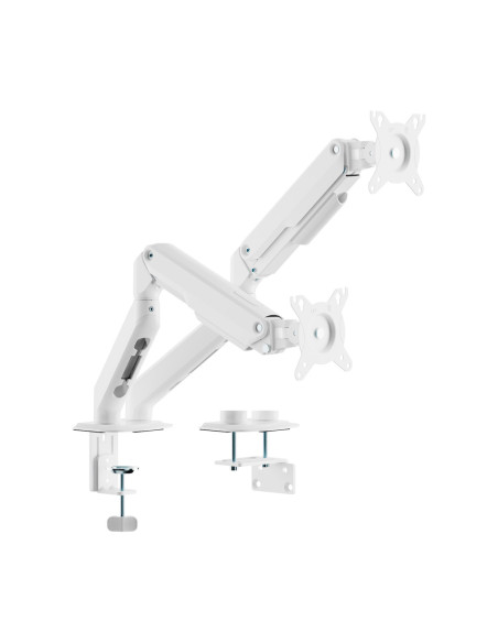 AISENS Soporte de Mesa Eco Contrapeso Giratorio e Inclinable para Monitor/TV 9kg (3 PIVOTES, 2 BRAZOS) de 17-32, Blanco