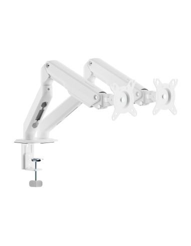 AISENS Soporte de Mesa Eco Contrapeso Giratorio e Inclinable para Monitor/TV 9kg (3 PIVOTES, 2 BRAZOS) de 17-32, Blanco