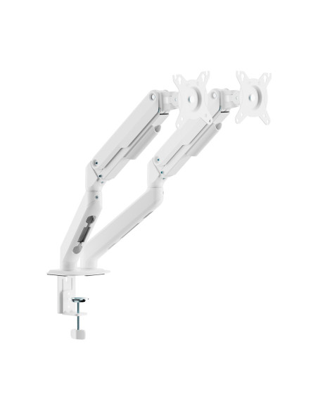 AISENS Soporte de Mesa Eco Contrapeso Giratorio e Inclinable para Monitor/TV 9kg (3 PIVOTES, 2 BRAZOS) de 17-32, Blanco