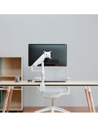 AISENS Soporte de Mesa Eco Contrapeso Giratorio e Inclinable para Monitor/TV 9kg (3 PIVOTES, 1 BRAZO) de 17-32, Blanco