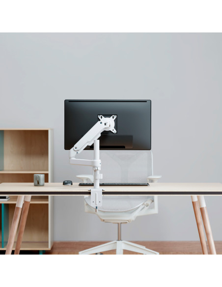 AISENS Soporte de Mesa Eco Contrapeso Giratorio e Inclinable para Monitor/TV 9kg (3 PIVOTES, 1 BRAZO) de 17-32, Blanco