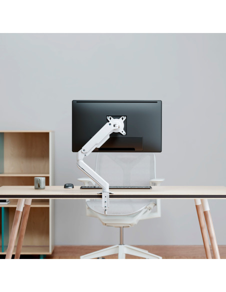 AISENS Soporte de Mesa Eco Contrapeso Giratorio e Inclinable para Monitor/TV 9kg (3 PIVOTES, 1 BRAZO) de 17-32, Blanco