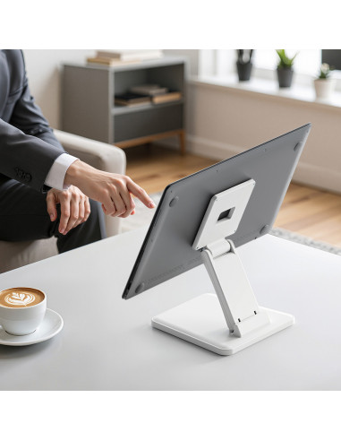 AISENS Soporte de Mesa Eco Inclinable para Monitor/POS 6.5kg de 10"-27", Blanco