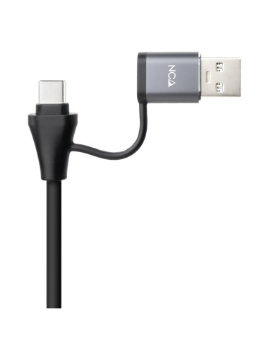 Nanocable Conversor USB-C+USB-A/M 3.0 a Ethernet + 3xUSB-A 3.0, Aluminio, Gris, 15 cm