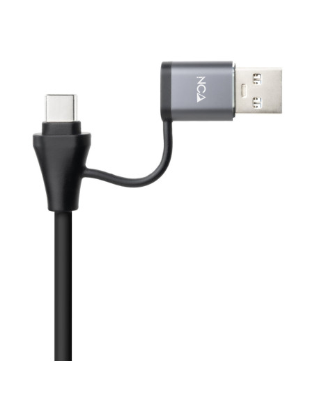 Nanocable Conversor USB-C+USB-A/M 3.0 a Ethernet + 3xUSB-A 3.0, Aluminio, Gris, 15 cm