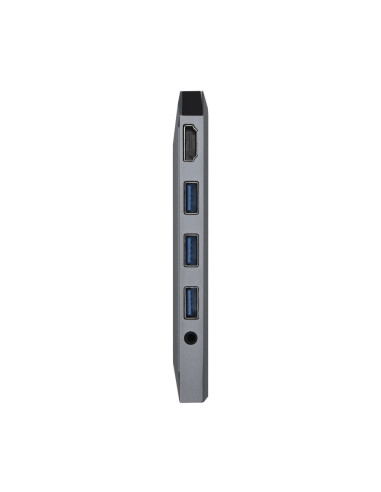AISENS USB-C Dock 9 en 1, USB-C a 1x HDMI, 1xRJ45, 3x USB, 1x PD, 1x Audio, 1x SD, 1x Micro SD, Gris, 15 cm