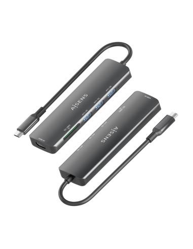 AISENS ASUC-6P024-GR base para portátil y replicador de puertos Alámbrico USB 3.2 Gen 1 (3.1 Gen 1) Type-C